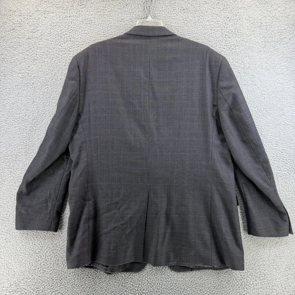 Jos A Bank Traveler Tailored Fit Sport Coat Blazer Men 48R Wool Houndstooth Gray